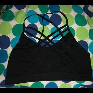 Black Bralette w/ Strap Detailing on Front & Back